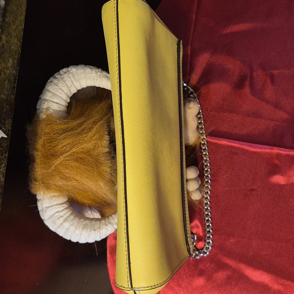 EUC 💋 KATE SPADE 💋LAUREL WAY ⚜️Yellow Crossgrain Leather⚜️ conv. Should/clutch - Picture 6 of 14